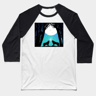 Wolf howling at the moon Baseball T-Shirt